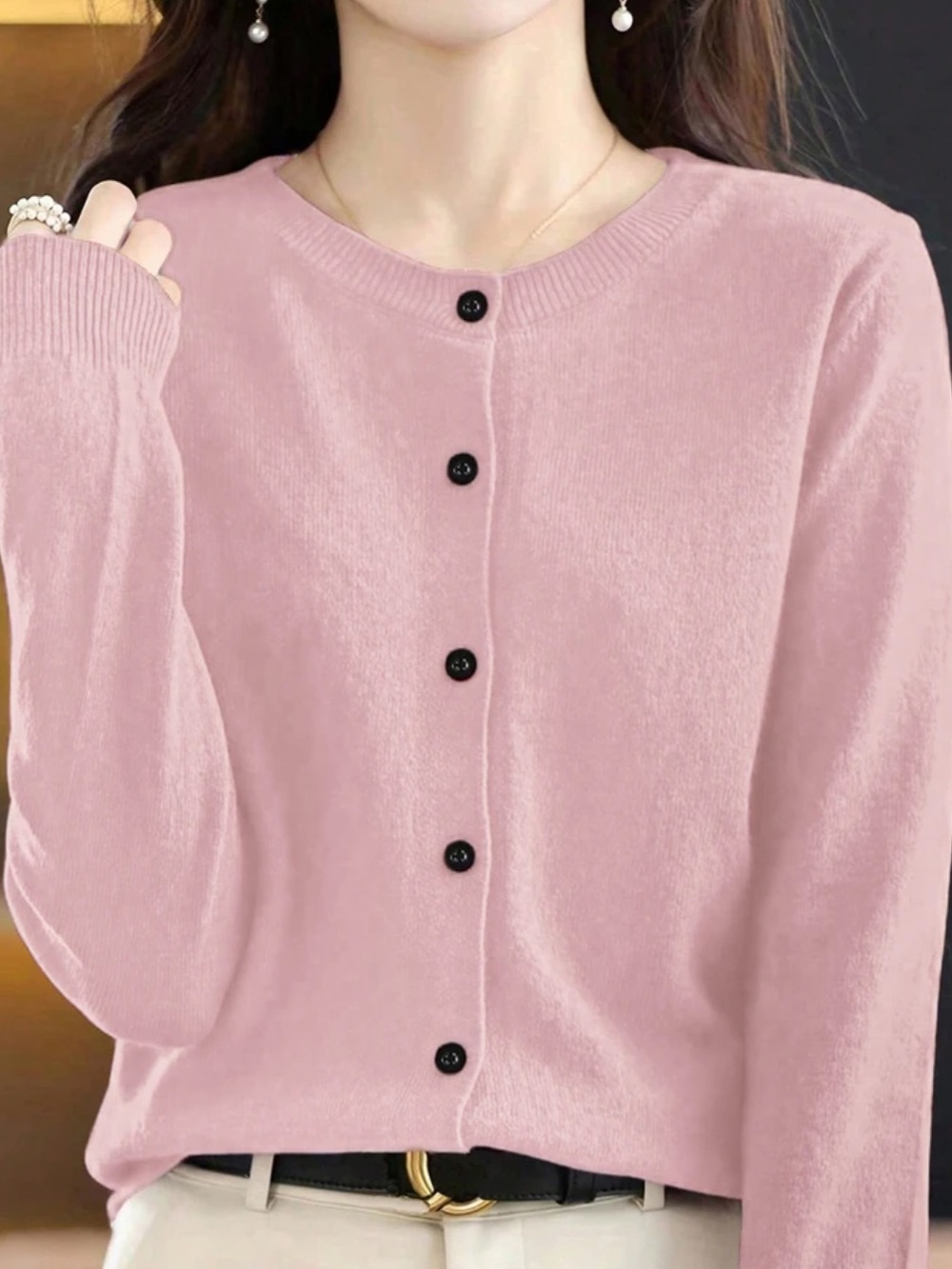 Pink Button-Front Cardigan - Picture 5 of 5